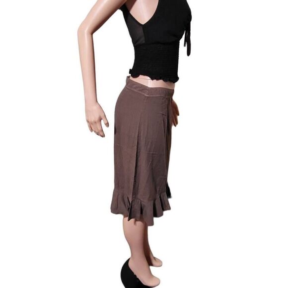 High waist Flounce espresso midi skirt 8/M - Picture 3 of 5